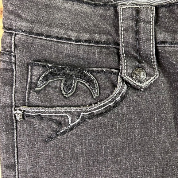 Rebel Spirit Jeans Womens 27 Black Embellished Mid Rise Straight Leg Denim Jeans - Picture 3 of 13
